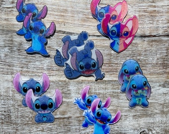 Lilo and Stitch Flat Back Planar Resin | Angel, Scrump | GLITTER | Hair Bow Center, Key Ring, Scrapbook Embellishment