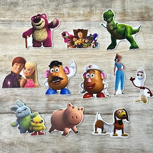 Conjunto completo de resina planar com parte traseira plana de Toy Story | Woody e Buzz Lightyear | Centro de laço de cabelo, chaveiro, enfeite de álbum de recortes