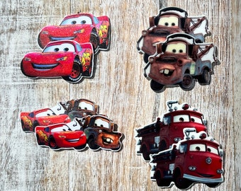 Disney Cars Flat Back Planar Resin | Tow Mater, Lightning McQueen, Red | Hair Bow Center, Key Ring, Scrapbook Embellishment