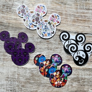 Mickey Head Icon Flat Back Planar Resin | Never Grow Up, Villains, Haunted Mansion | Hair Bow Center, Key Ring, Scrapbook Embellishment
