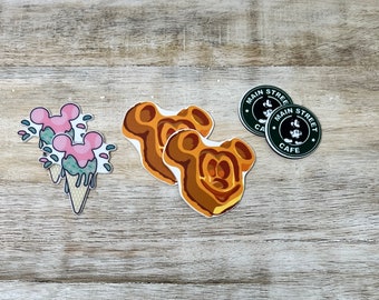 Disney Main Street eet plat vlakke hars | Mickey Wafel, Café | Haarboogcentrum, sleutelhanger, plakboekversiering