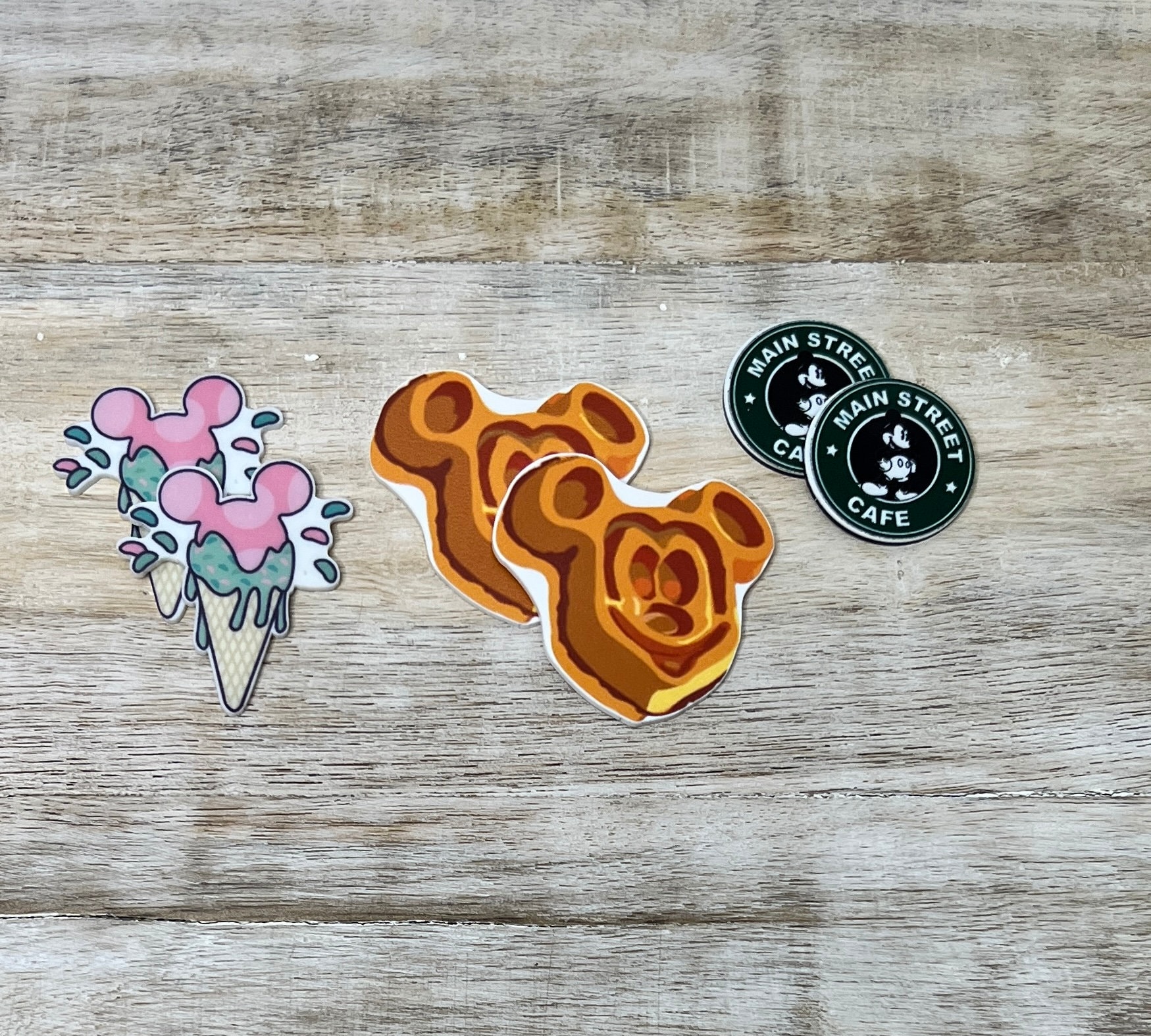 Disney Main Street Eats Flat Back Planar Resin | Mickey Waffle, Cafe | Hair Bow Center, Key Ring, Scrapbook Embellishment