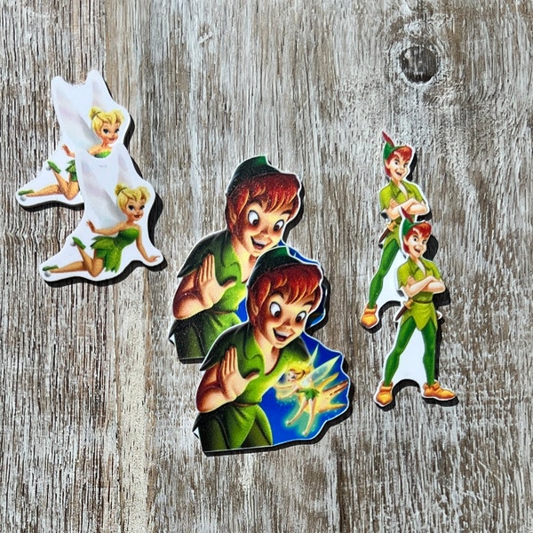 Peter Pan Flat Back Planar Resin | Tinker Bell | Hair Bow Center, Key Ring, Scrapbook Embellishment