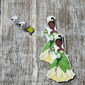 La princesa y la rana Flat Back Flat Back Resin / Tiana, Ray / Hair Bow Center, Key Ring, Scrapbook Adorno