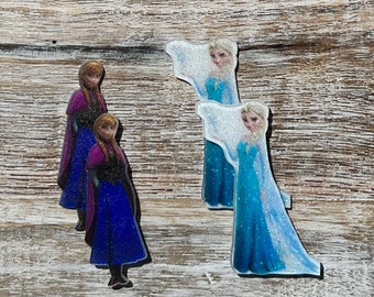 Frozen Anna and Elsa Glitter Resin Flatbacks | Hair Bow Center, Scrapbook Embellishment