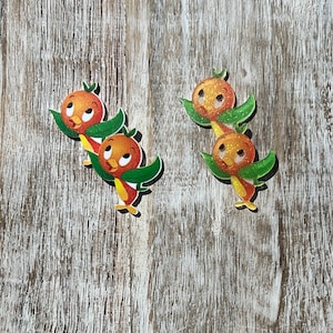 Resina planar com parte traseira plana Orange Bird | BRILHO | Centro de laço de cabelo, chaveiro, enfeite de álbum de recortes