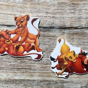 Juego completo de resina plana Rey León con reverso plano / Timon, Pumba, Nala, Simba / Hair Bow Center, llavero, adorno para álbum de recortes