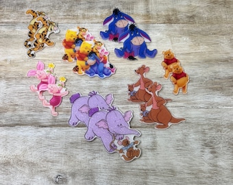 Winnie the Pooh Flat Back Planar Resin | GLITTER | Piglet, Tigger, Eeyore | Hair Bow Center, Key Ring, Scrapbook Embellishment