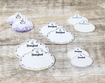 Disneyland - Disney World 100 Years Blank Name Tag Flat Back Planar Resin | Hair Bow Center, Key Ring, Scrapbook Embellishment
