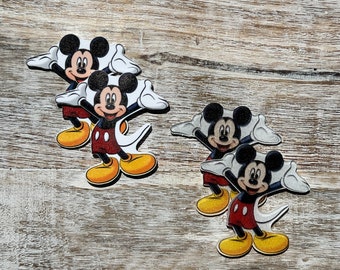 Mickey Mouse Flat Back Planar Resina / GLITTER / Hair Bow Center, Key Ring, Scrapbook Adorno
