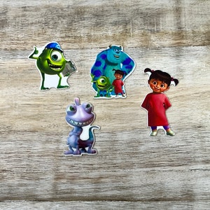 Komplettes Set von Monster's Inc Flat Back Planar Resin | Boo, Sully, Randall, Mike | Haarschleife Mitte, Schlüsselanhänger, Scrapbook Verzierung