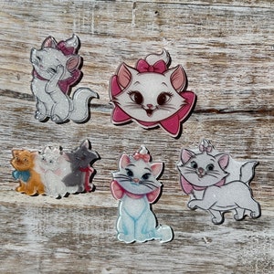 おしゃれキャット フラットバック プラナーレジン コンプリートセット | マリー、トゥールーズ、ベルリオーズ | グリッター | ヘアボウセンター、キーリング、スクラップブック装飾