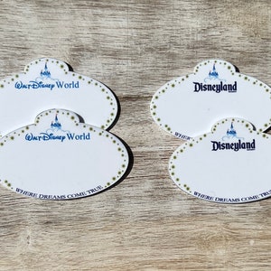 Disneyland - Disney World blanco naamplaatje platte achterkant hars | Haarelastiekje, sleutelhanger, plakboekversiering