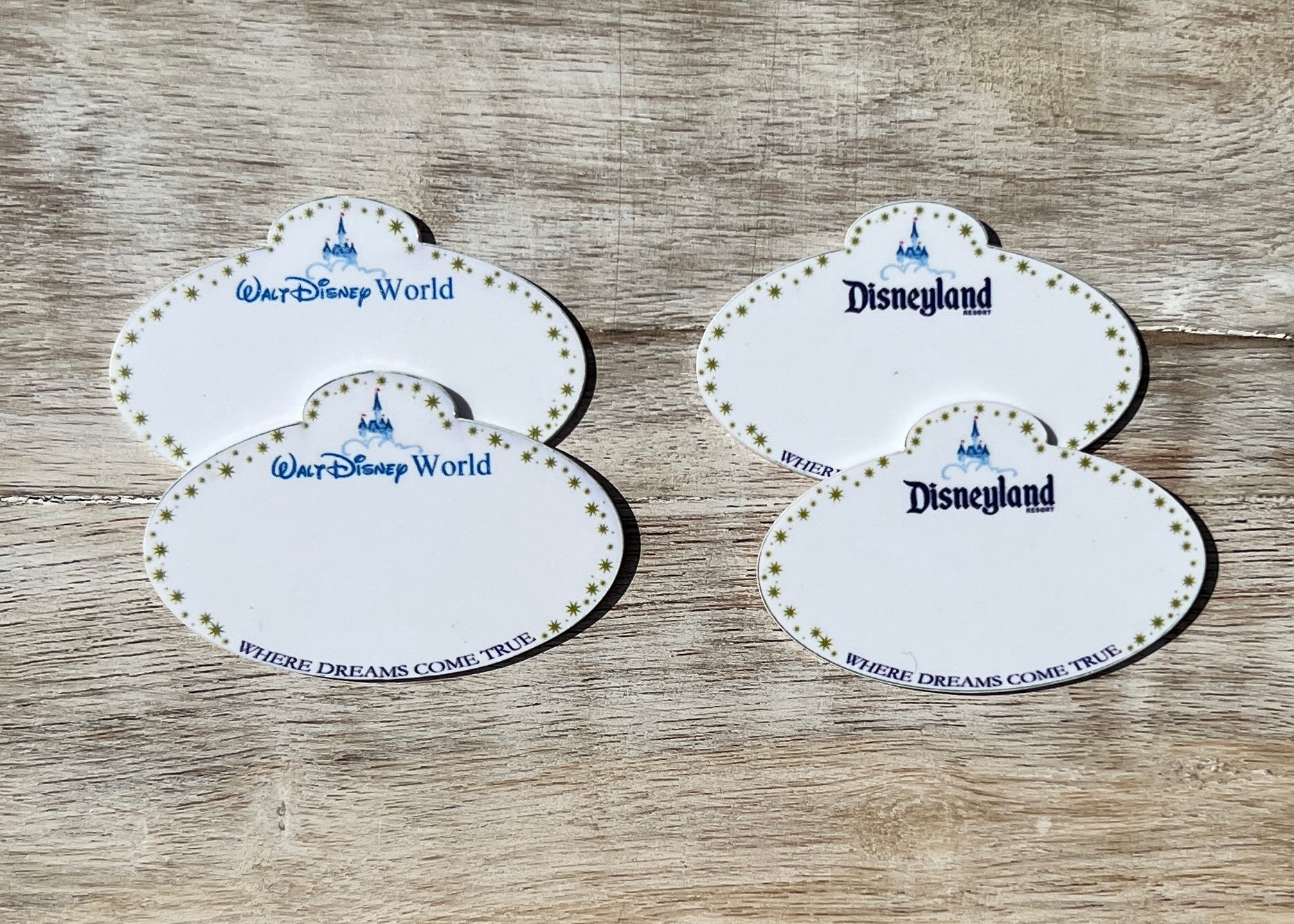 Disneyland - Disney World Blank Name Tag Flat Back Planar Resin | Hair Bow Center, Key Ring, Scrapbook Embellishment