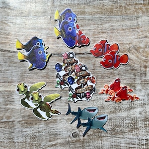 Finding Nemo-hars met platte achterkant | Dory, Destiny, Hank, Squirt | Haarelastiekje, sleutelhanger, plakboekversiering