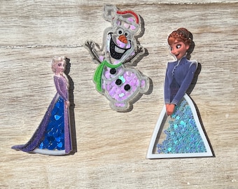 Disney Frozen Acrylic Shakers | Hair Bow Center, Key Ring, Scrapbook Embellishment