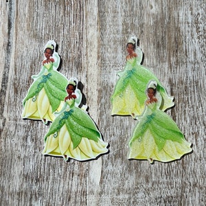 Princess and the Frog Flat Back Planar Resin | Tiana | GLITTER | Hair Bow Center, Key Ring, Scrapbook Embellishment