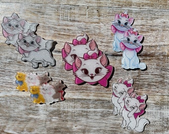 Aristocats Flat Back Planar Resin | Marie, Toulouse, Berlioz | GLITTER | Hair Bow Center, Key Ring, Scrapbook Embellishment