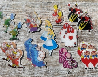 Alice in Wonderland Glitter Resin Flatbacks | Scrapbook Embellishments