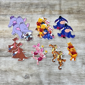 Resina planar com parte traseira plana do Ursinho Pooh | Leitão, Tigrão, Bisonho | Centro de laço de cabelo, chaveiro, enfeite de álbum de recortes