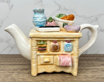MINI FARMHOUSE TEAPOT, Handmade Ceramic Kitchenware, Stove Cottage Ware, Kitchen Pottery Tea Pot, Vintage Cottage Decoration