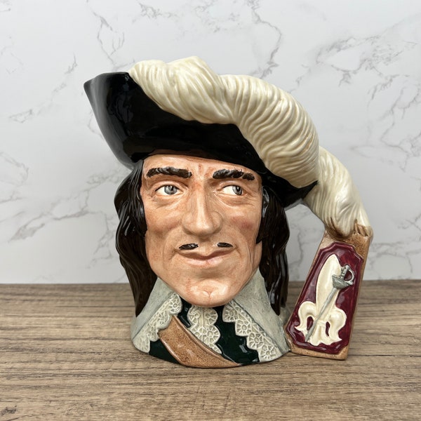 D'ARTAGNAN ROYAL DOULTON Large Character Jug #D6691, Three Musketeers, Collectible Big Toby Jug, Antique Rare Finds Decor, Made in England