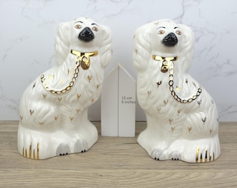 Pair of Vintage Beswick Wally Dogs 1378-4, Large Porcelain Dog Figurines, Staffordshire King Charles Spaniels Mantle Dogs, Collectible Gifts