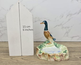 Vintage Beswick Mallard Duck Figurine: Porcelain Trinket Dish, England