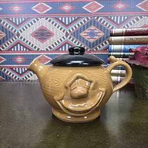 Vintage Character Face Teapot Ceramic Brown Novelty Kettle Whimsical Pottery Tea Pot Collectible