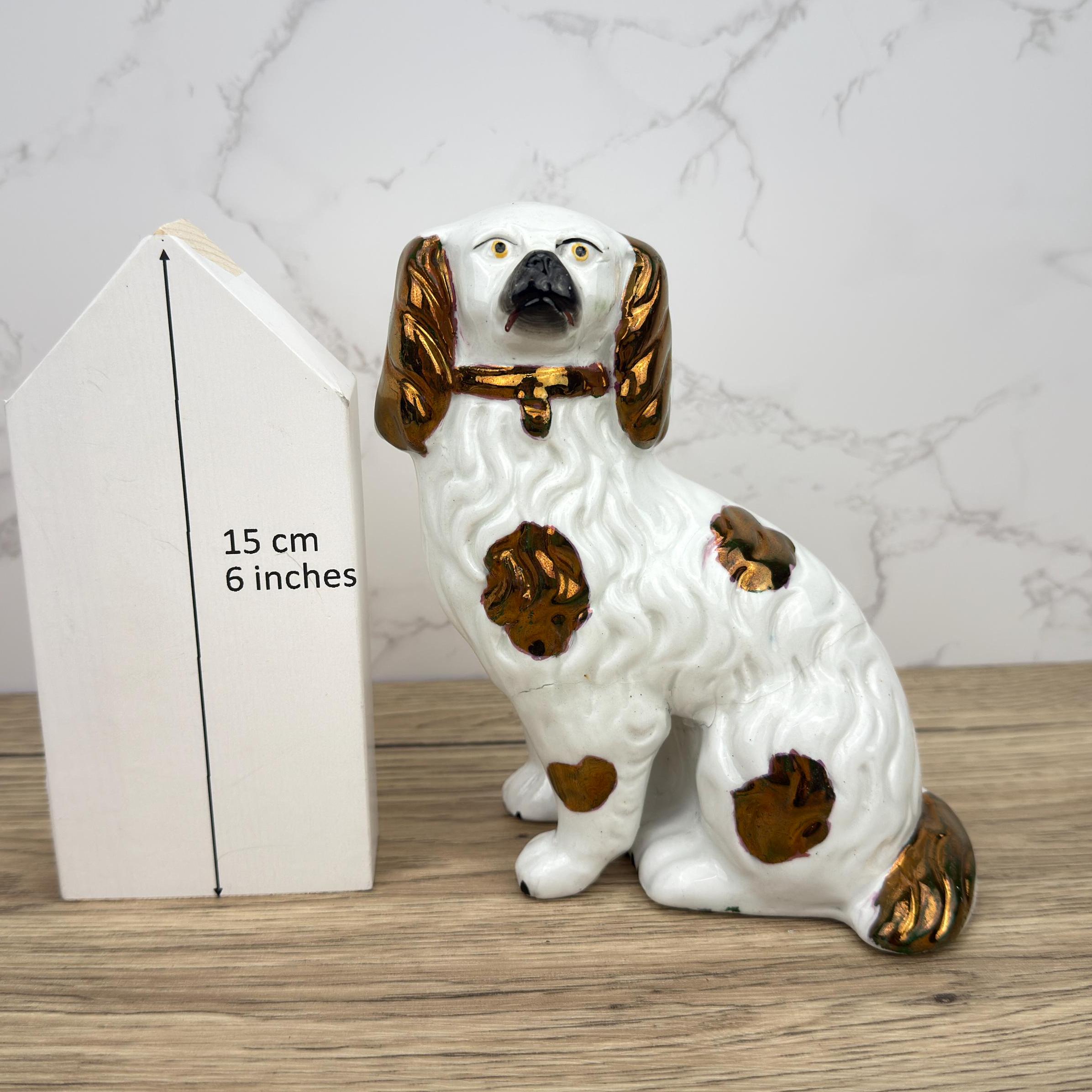 Antique Staffordshire Spaniel Dog Figurine, Victorian Mantel Decor