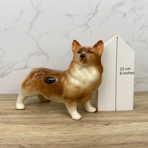 Vintage Coopercraft Porcelain Corgi Dog Figurine, Ceramic 70s Collectors Gift Ideas, Decorative Pet Figurines, Housewarming Gifts Home Decor