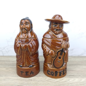 Preis Kensington Tea Coffee Canisters Set | Vintage Made in England Charakter Gläser | Retro Keramik Aufbewahrung Kunst Küche Dekoration