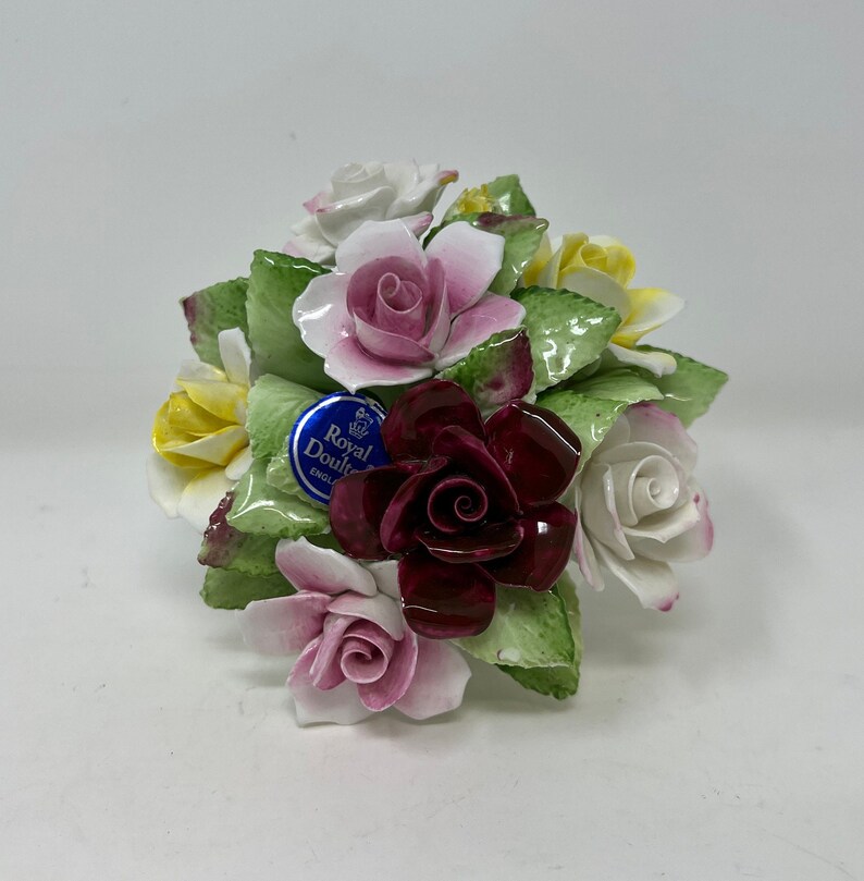 Royal Doulton Flower Bouquet Figurine, Porcelain Flower Basket Ornament