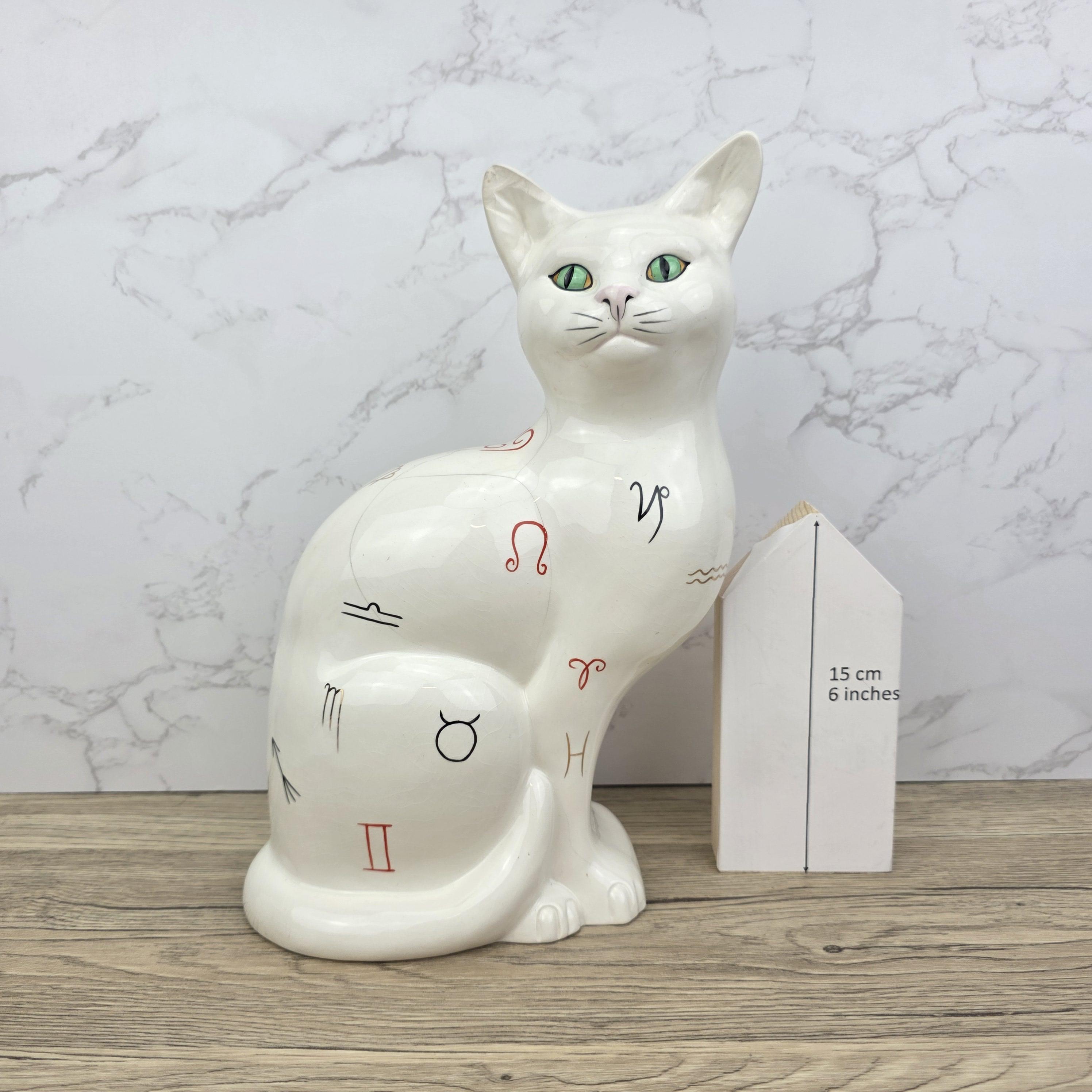 Beswick Cat Figurine 1560 White Ceramic Zodiac Signs | Vintage