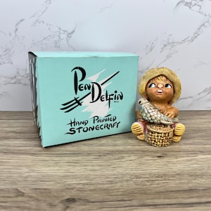 Pendelfin Tiddler In Lilac Short Hand Painted Stoneware Rabbit VGC Original Box, Vintage PENDELFIN Hand Painted Stonecraft Bunny Figurine