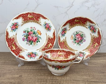 1950s FOLEY 'MONTROSE' Trio Tea Set,  Foley China Vintage Montrose in Red Cup and Saucer Trio, Afternoon Tea Gift Ideas