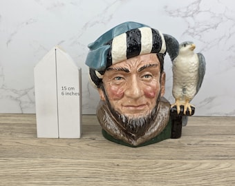 Duży dzbanek z postacią Falconera D6533, angielski kubek Toby, motyw myśliwski, ceramika vintage Royal Doulton