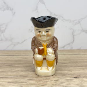 VINTAGE TOBY JUG Hand Painted in Staffordshire England, Porcelain Tony Wood StaffordShire, Toby Character Jug, Antique Finds