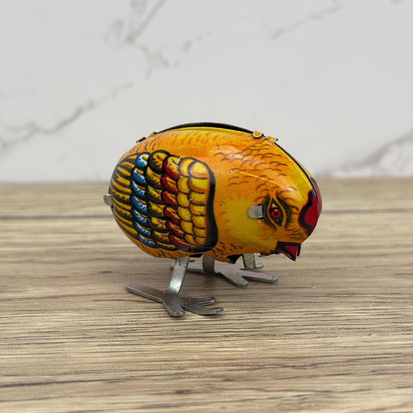 Vintage Pecking Chicken Wind up Tin Toy China MS006 With Box