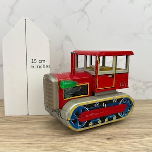 Vintage MF154 Hanomag Tractor Tin Toy, Vintage Tin Toy Friction Motor, Made in China, No Box, Collectible Tin Litho Toy,