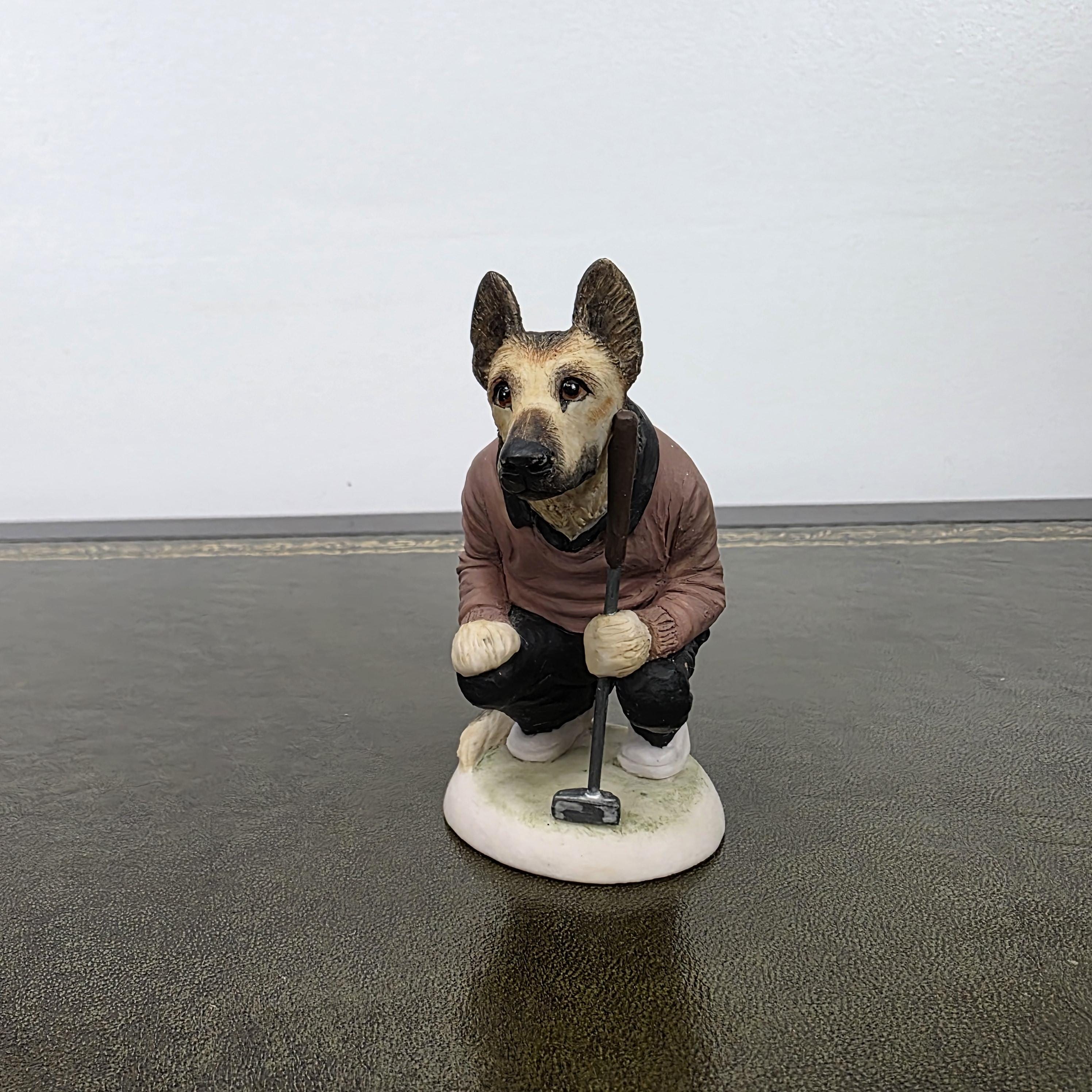 Vintage Alsatian Golfer Dog Figurine CC51 | Robert Harrop Country