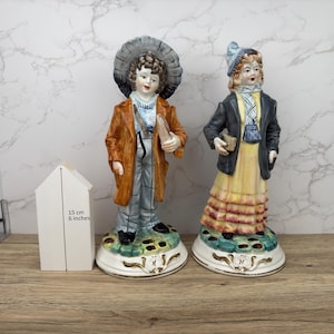 Vintage Gorgeous Pair Of Vintage Capodimonte Figurines, Collectible Porcelain Boy and Girl Figurines, Hand Made Italian Gift Home Decoration