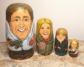 Personalized, Hand Painted Russian Dolls, Nesting Dolls, Stacking dolls, Family Portraits, Mementos, Custom Made by Commission, Unique Gifts