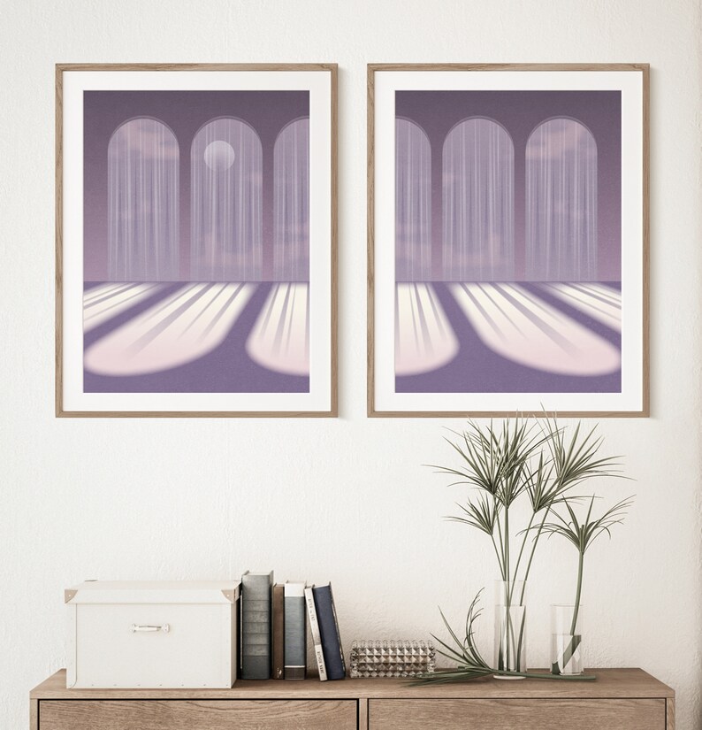 Set of 2 Bedroom Wall Art, Purple Wall Art, 2 Piece Wall Art, Purple