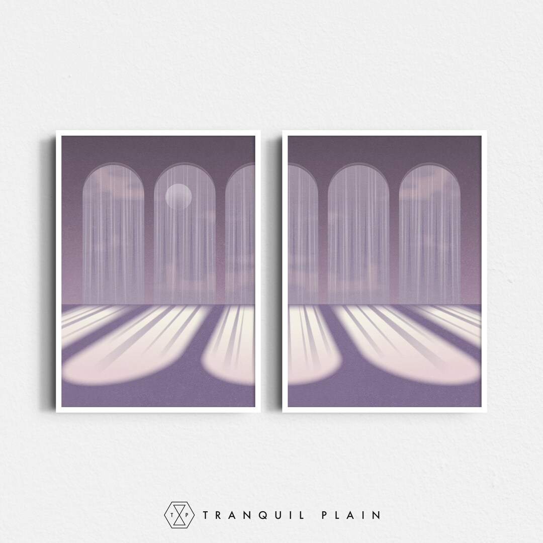 Set of 2 Bedroom Wall Art, Purple Wall Art, 2 Piece Wall Art, Purple