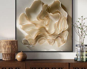 Textured Fiber Wall Art / Black and Cream 3D Canvas / Handmade