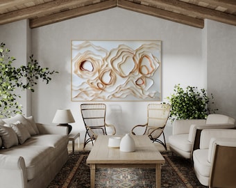3D Fabric Wall Art: Textured Fiber Sculpture, Earth Tones
