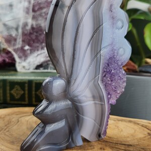 Beautiful Amethyst Wrapped Agate Fairy / Carved Crystal Fairy