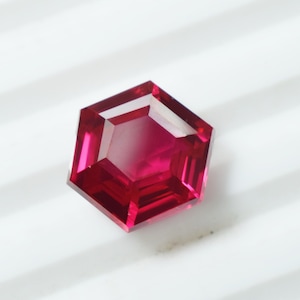 9.70 Ct Lab-Grown Red Ruby, Hexagon Cut Loose Gemstone 11mm