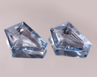 London Blue Topaas, fancy geslepen, 2 stuks, 17,75 kt, in het laboratorium gekweekte edelsteen, 17 x 11 x 6 mm